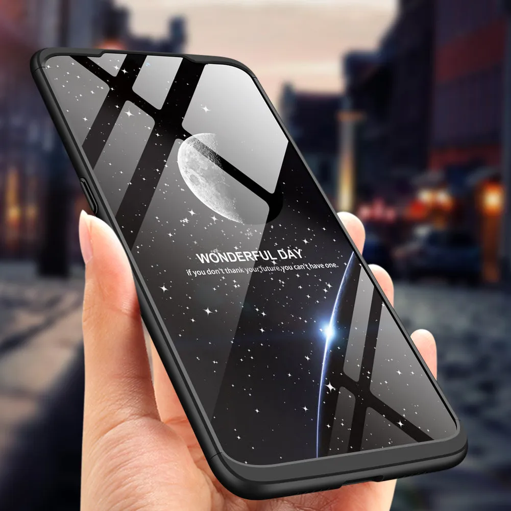 For OPPO realme3 Ultra Slim PC Back Cover Non-slip Shockproof 360 Degree Full Protective Case Silver black silver