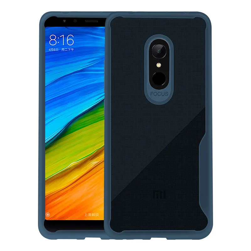For Redmi 5 Ultra Slim Translucent Back Cover Non-slip Shockproof TPU Full Protective Case  Transparent Blue