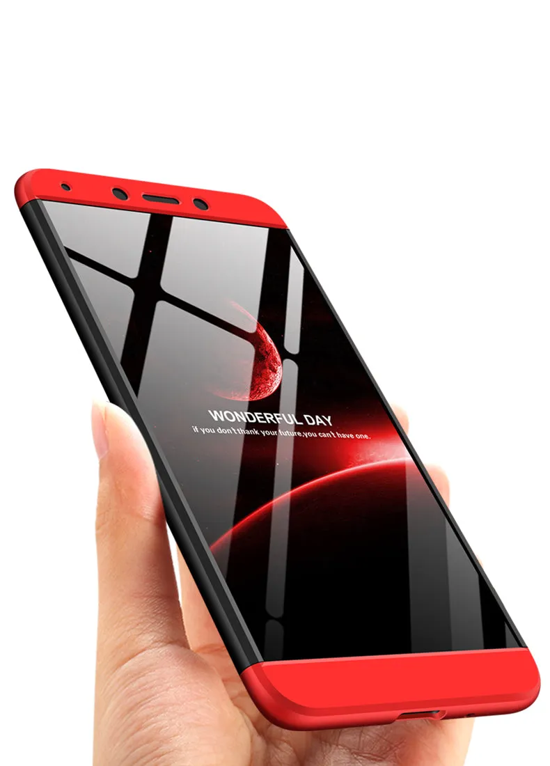 For Redmi 6 3 in 1 Hybrid Hard Case Full Body 360 Degree Protection Back Cover  red