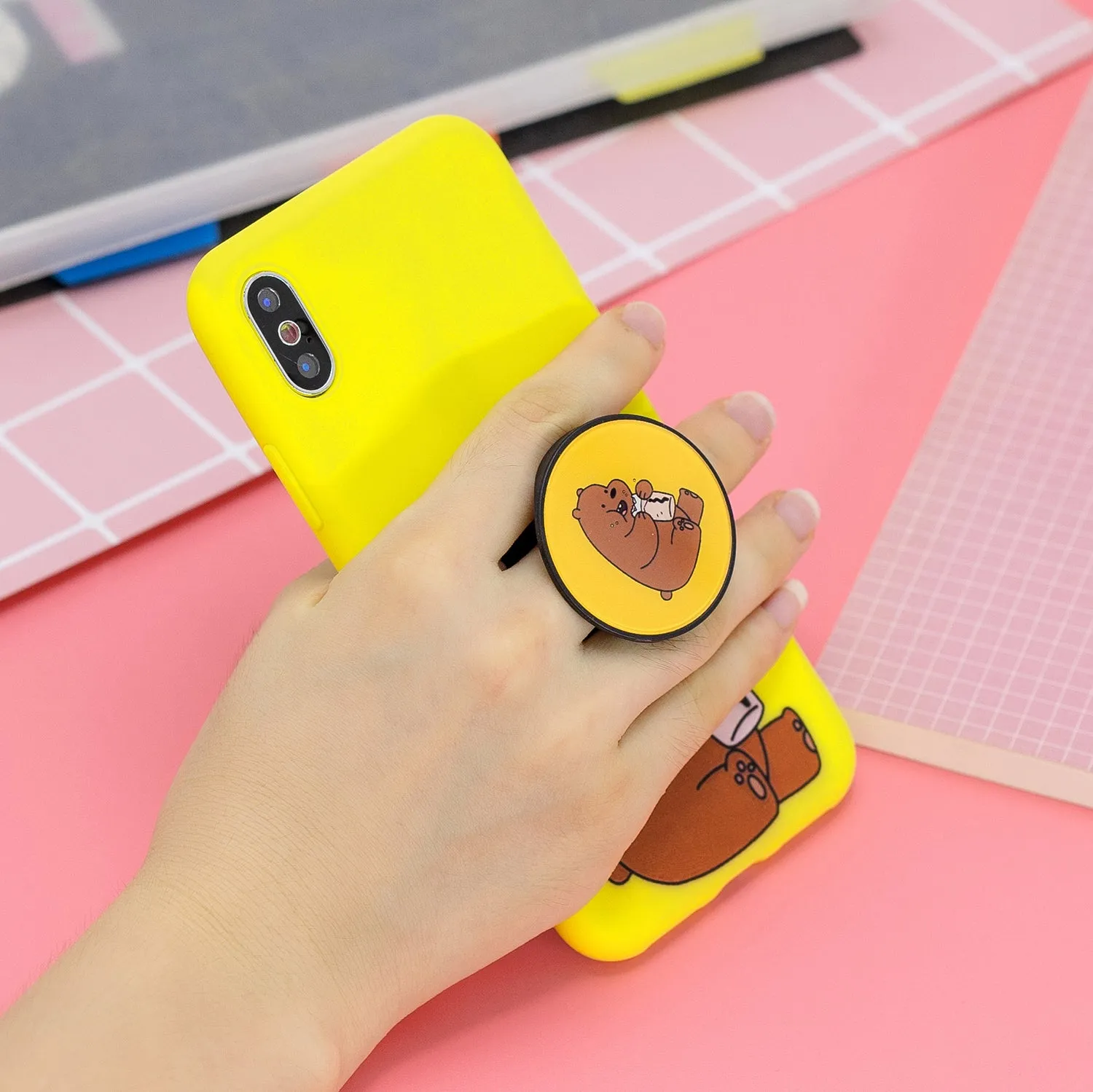 For Redmi 6A Phone Cases TPU Full Cover Cute Cartoon Painted Case Girls Mobile Phone Cover with Matched Pattern Adjustable Bracket  1