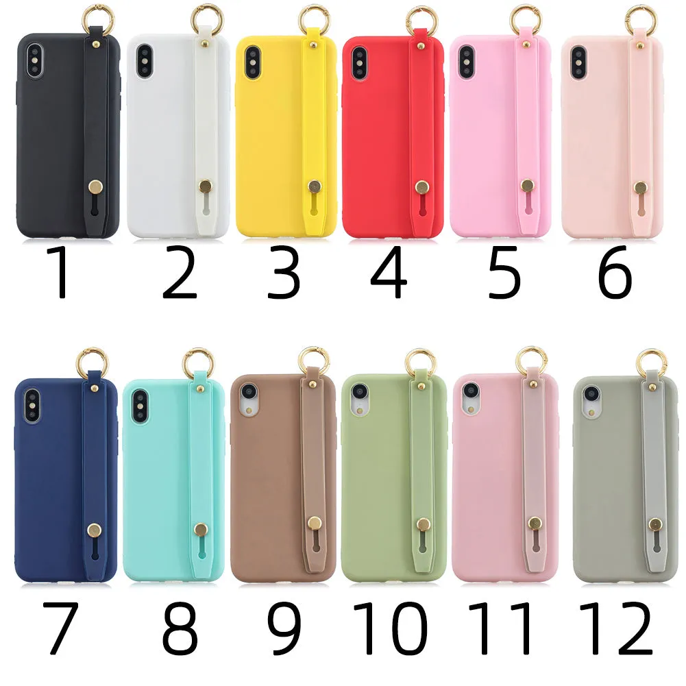 For Redmi 6A Simple Solid Color Chic Wrist Rope Bracket Matte TPU Anti-scratch Non-slip Protective Cover Back Case 2 white