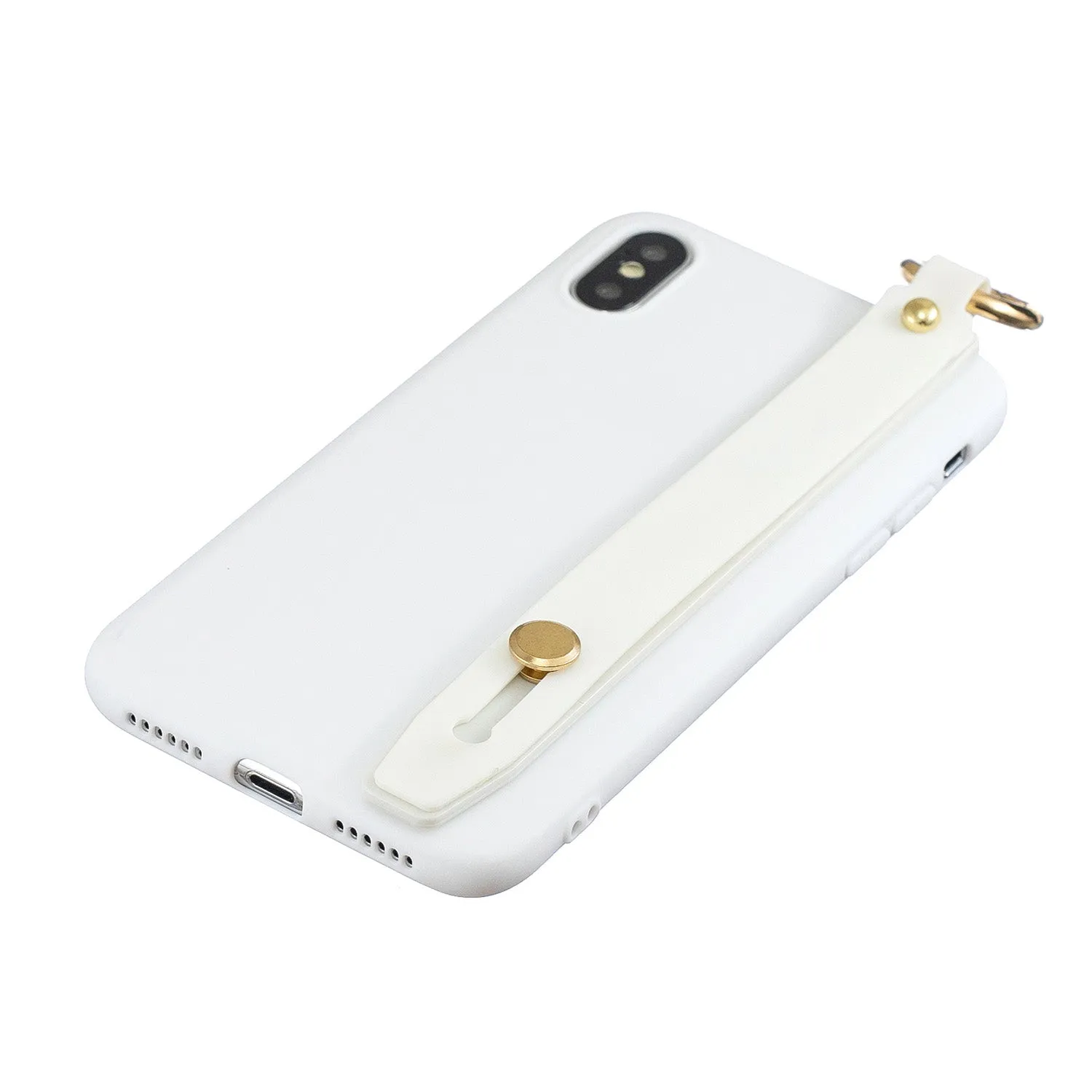 For Redmi 6A Simple Solid Color Chic Wrist Rope Bracket Matte TPU Anti-scratch Non-slip Protective Cover Back Case 2 white