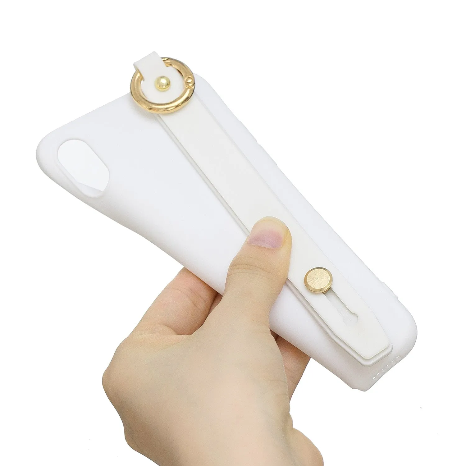 For Redmi 6A Simple Solid Color Chic Wrist Rope Bracket Matte TPU Anti-scratch Non-slip Protective Cover Back Case 2 white