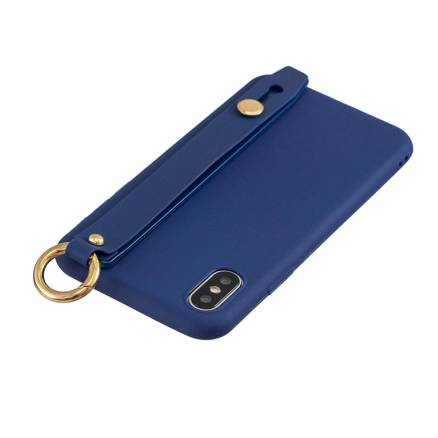 For Redmi 6A Simple Solid Color Chic Wrist Rope Bracket Matte TPU Anti-scratch Non-slip Protective Cover Back Case 7 royal blue