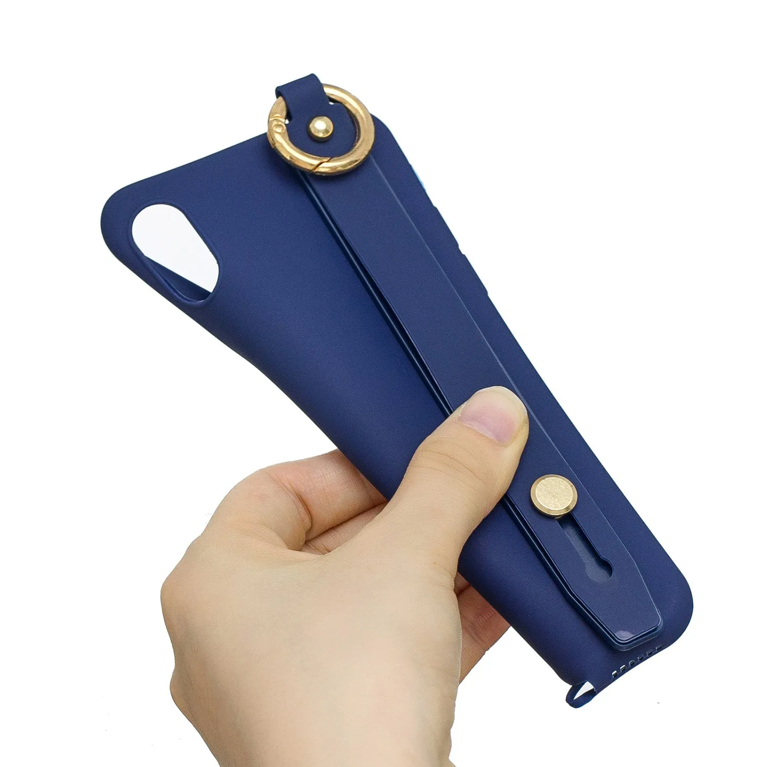 For Redmi 6A Simple Solid Color Chic Wrist Rope Bracket Matte TPU Anti-scratch Non-slip Protective Cover Back Case 7 royal blue