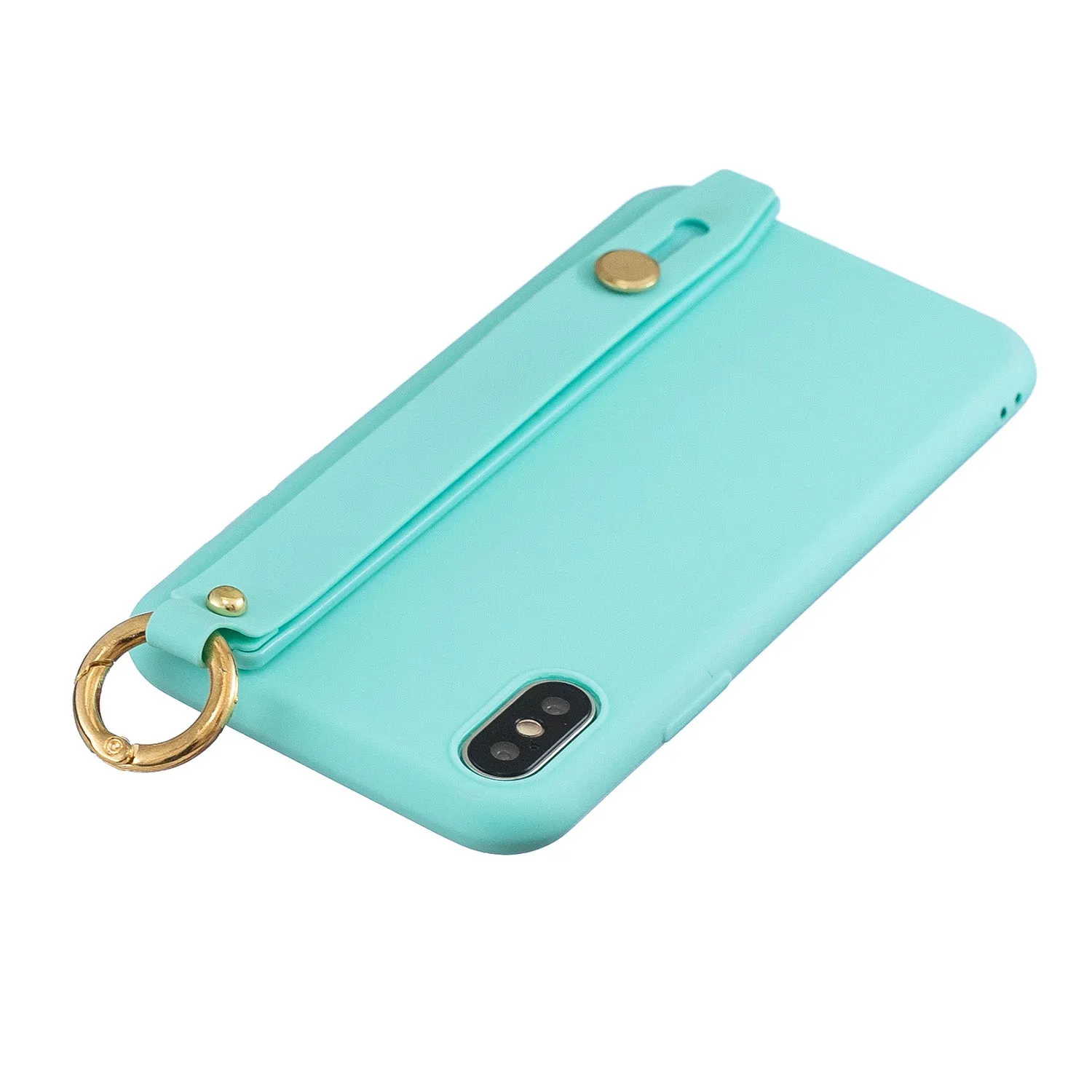 For Redmi 6A Simple Solid Color Chic Wrist Rope Bracket Matte TPU Anti-scratch Non-slip Protective Cover Back Case 8 light blue
