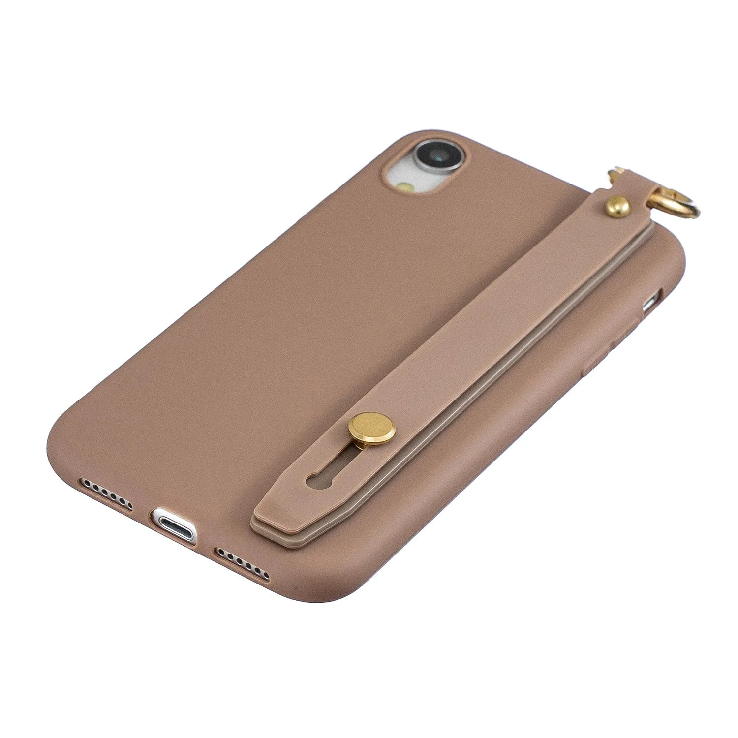 For Redmi 6A Simple Solid Color Chic Wrist Rope Bracket Matte TPU Anti-scratch Non-slip Protective Cover Back Case 9 coffee