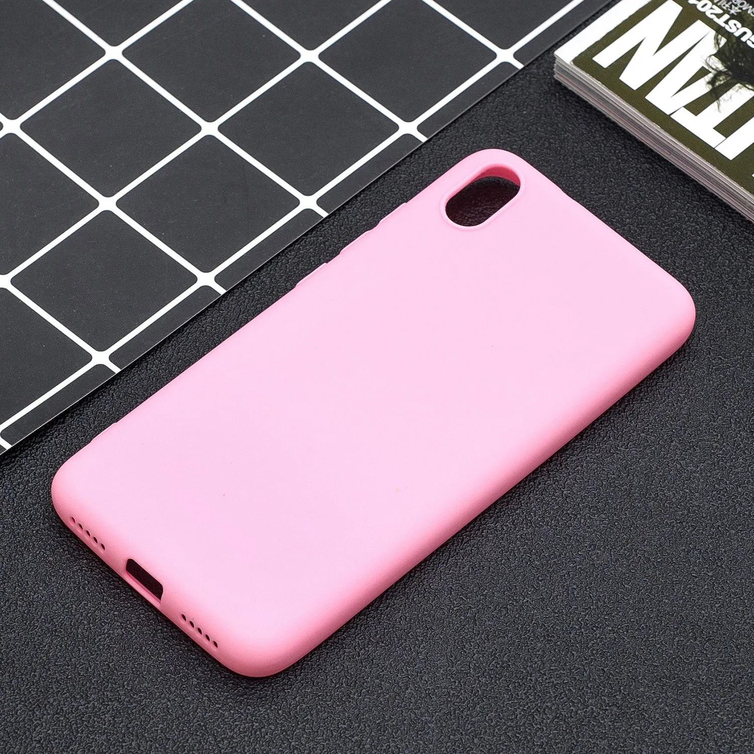 For Redmi 7A Lovely Candy Color Matte TPU Anti-scratch Non-slip Protective Cover Back Case black