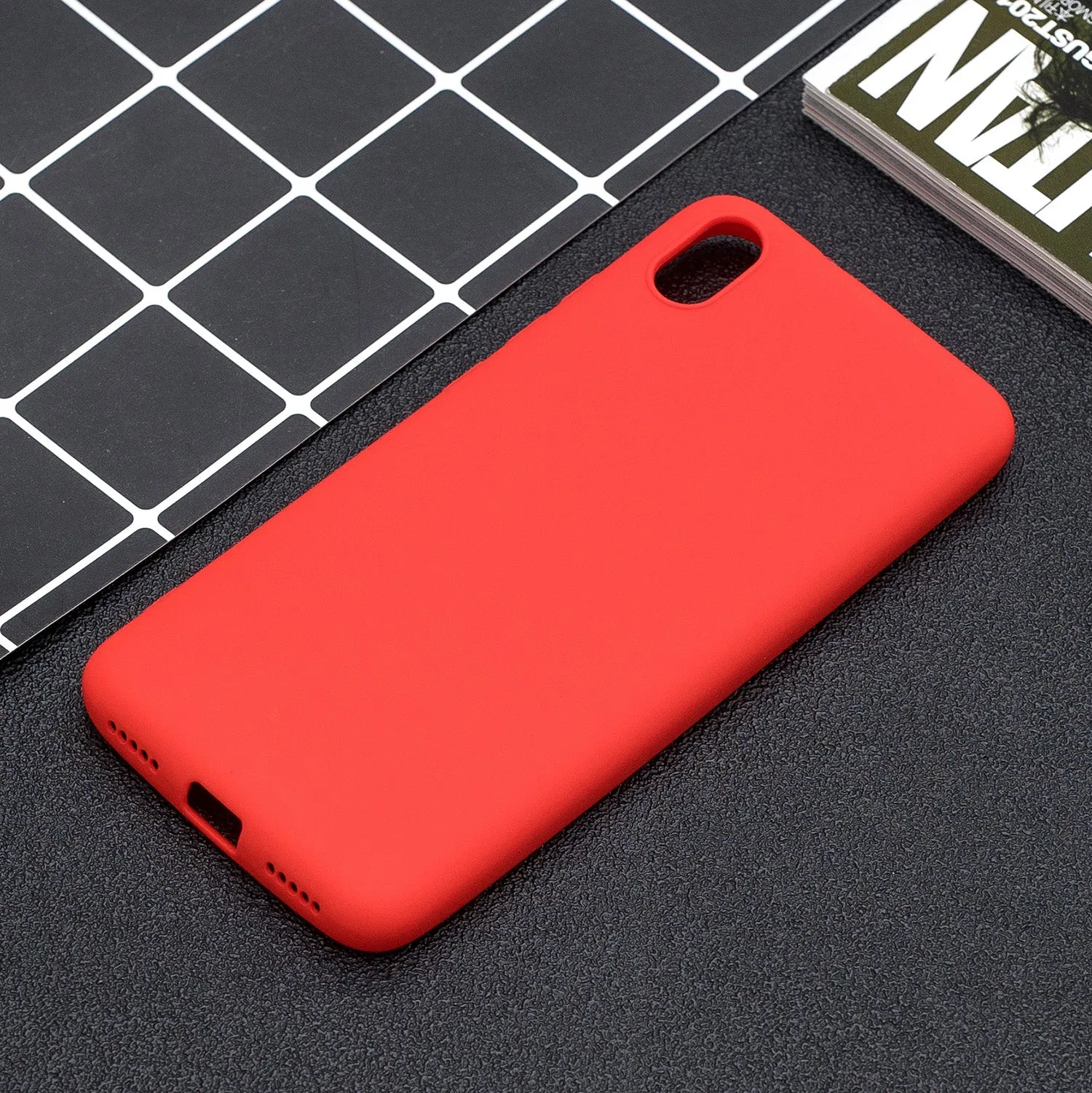 For Redmi 7A Lovely Candy Color Matte TPU Anti-scratch Non-slip Protective Cover Back Case Light blue