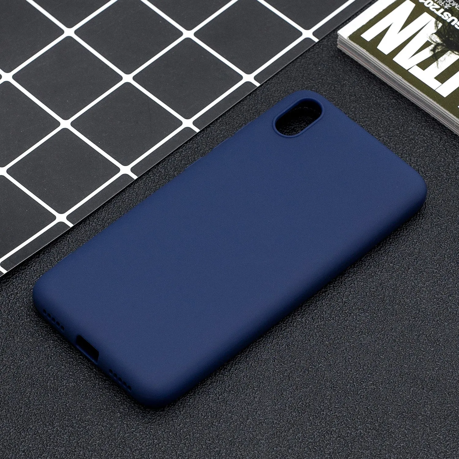 For Redmi 7A Lovely Candy Color Matte TPU Anti-scratch Non-slip Protective Cover Back Case red