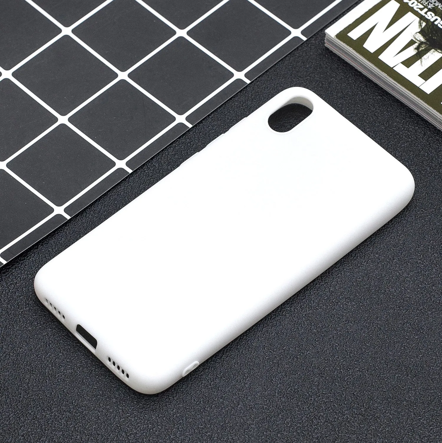 For Redmi 7A Lovely Candy Color Matte TPU Anti-scratch Non-slip Protective Cover Back Case red