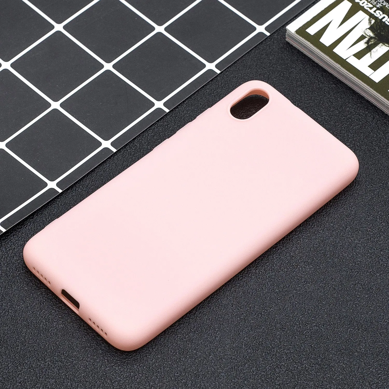 For Redmi 7A Lovely Candy Color Matte TPU Anti-scratch Non-slip Protective Cover Back Case red