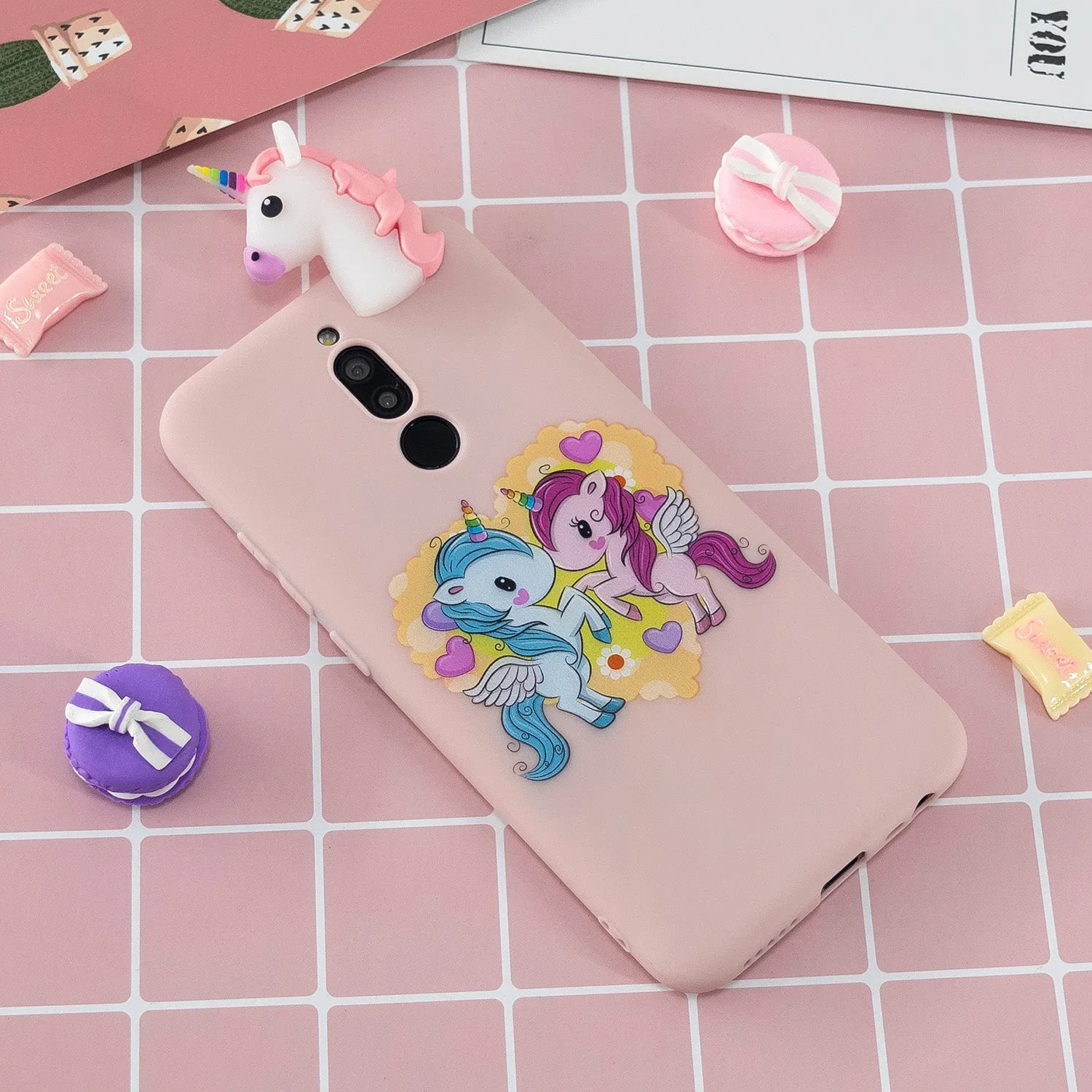 For Redmi 8/8A/5/Note 8T Mobile Phone Case Cute Cellphone Shell Soft TPU Cover with Cartoon Pig Duck Bear Kitten Lovely Pattern Black