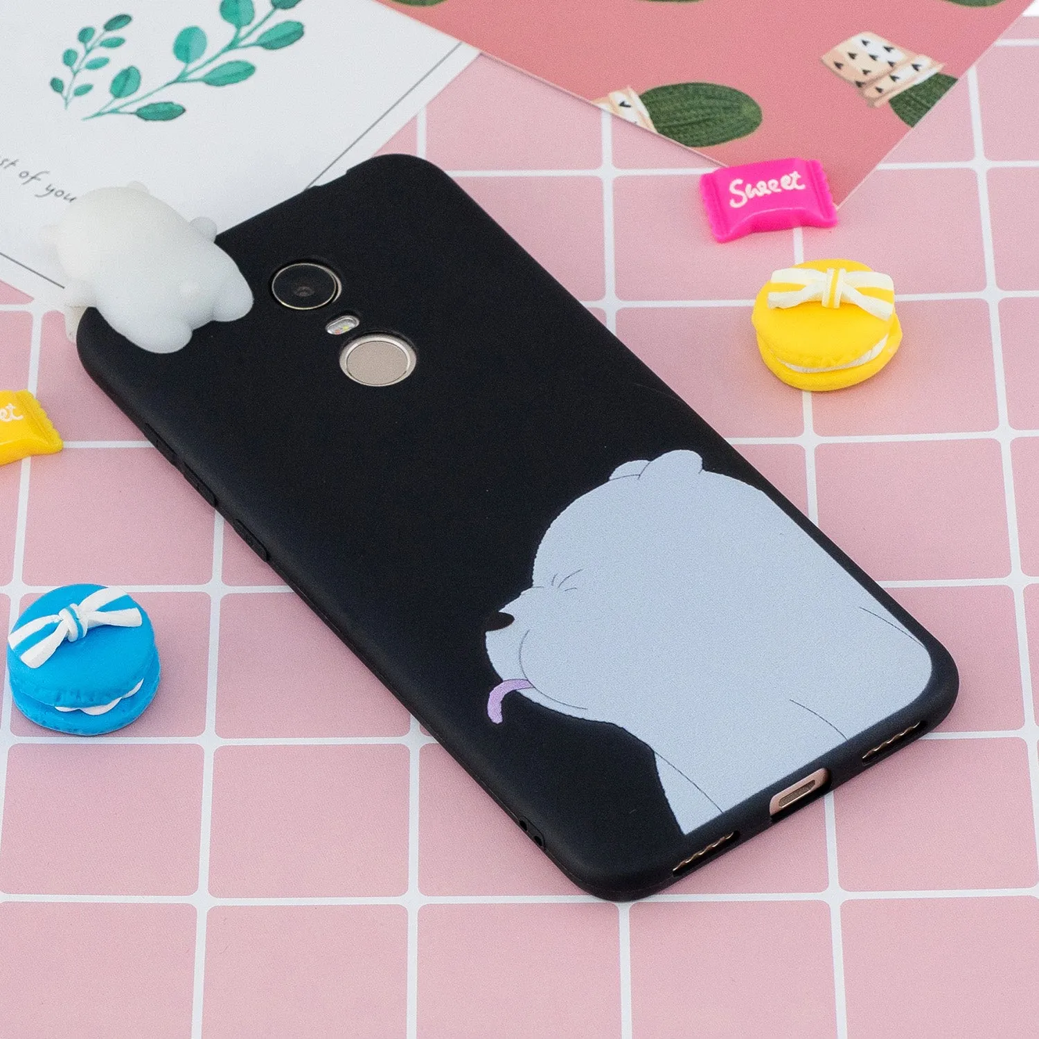 For Redmi 8/8A/5/Note 8T Mobile Phone Case Cute Cellphone Shell Soft TPU Cover with Cartoon Pig Duck Bear Kitten Lovely Pattern Black