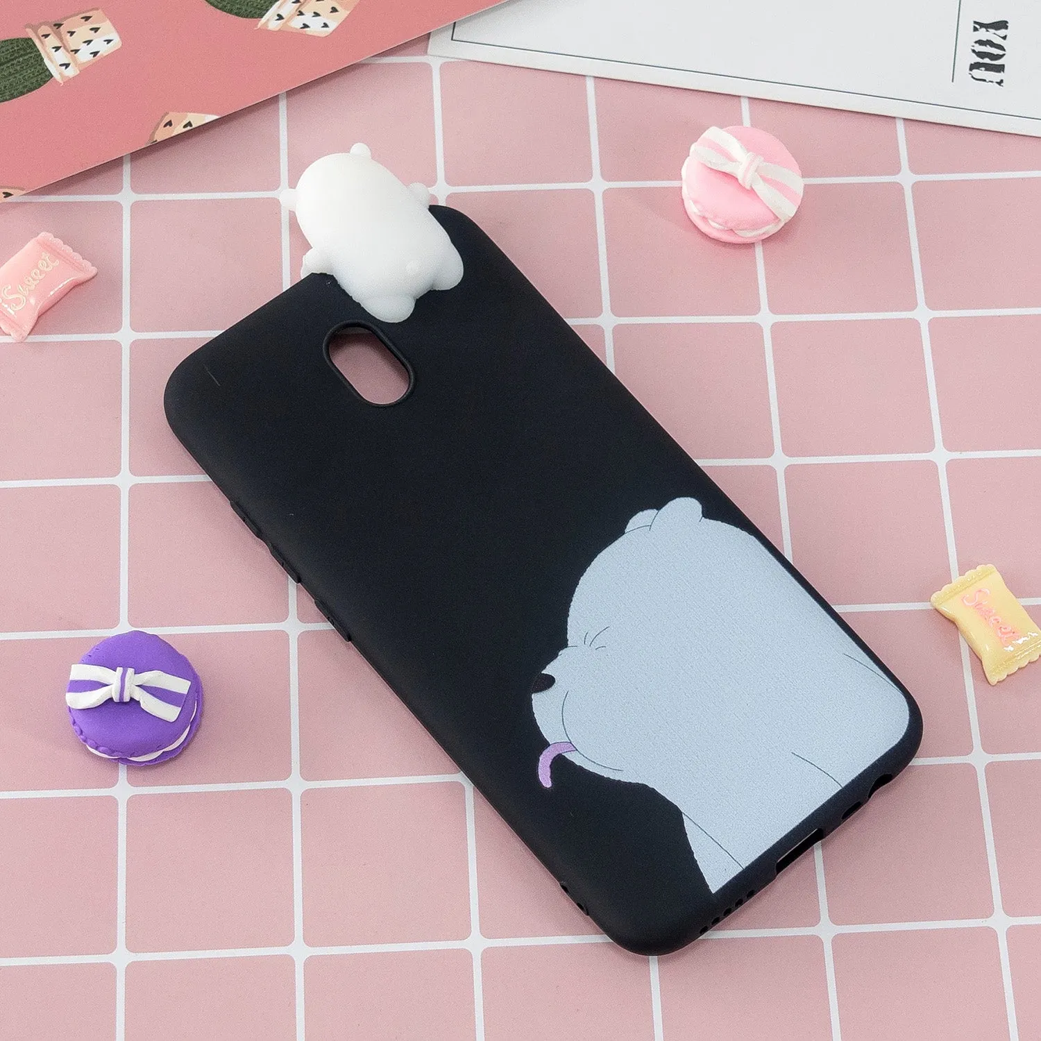 For Redmi 8/8A/5/Note 8T Mobile Phone Case Cute Cellphone Shell Soft TPU Cover with Cartoon Pig Duck Bear Kitten Lovely Pattern Black