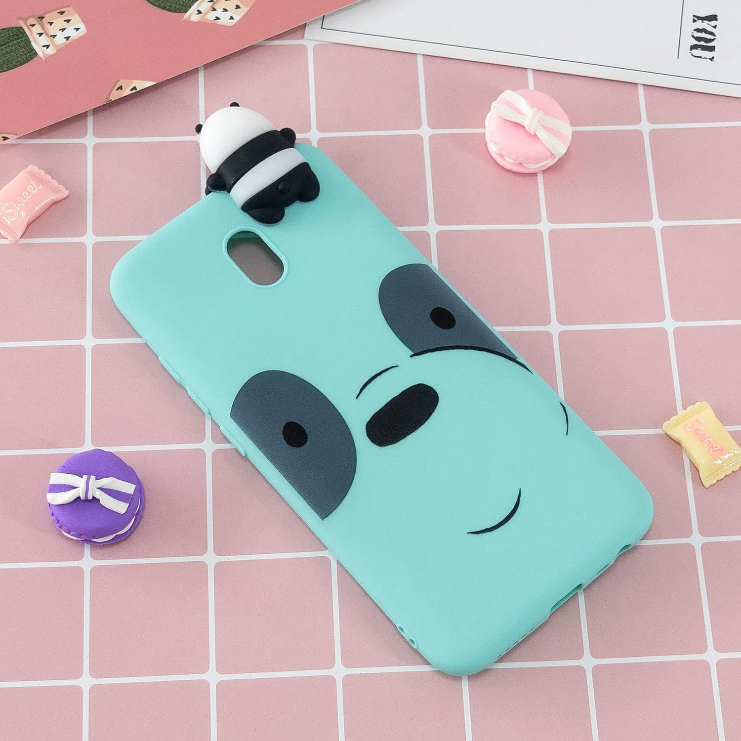 For Redmi 8/8A/5/Note 8T Mobile Phone Case Cute Cellphone Shell Soft TPU Cover with Cartoon Pig Duck Bear Kitten Lovely Pattern Light blue