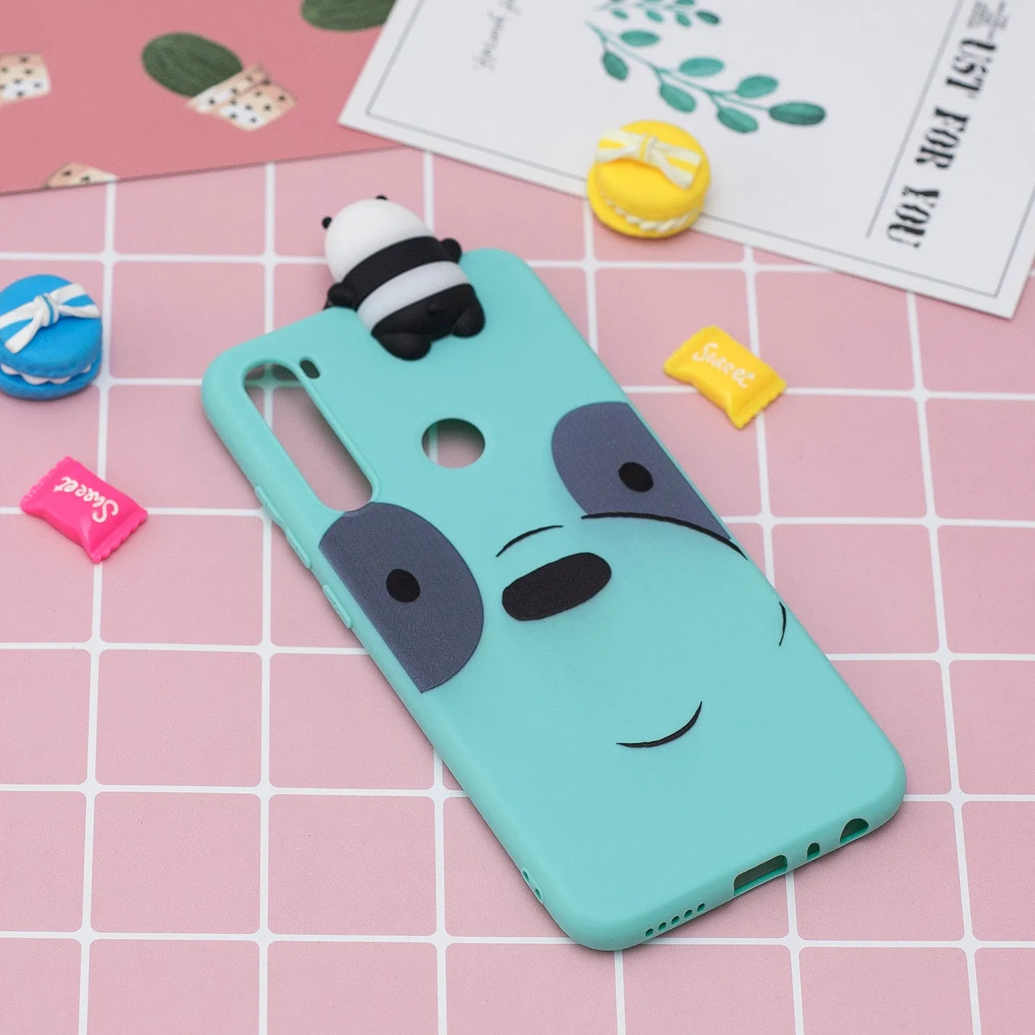 For Redmi 8/8A/5/Note 8T Mobile Phone Case Cute Cellphone Shell Soft TPU Cover with Cartoon Pig Duck Bear Kitten Lovely Pattern Light blue