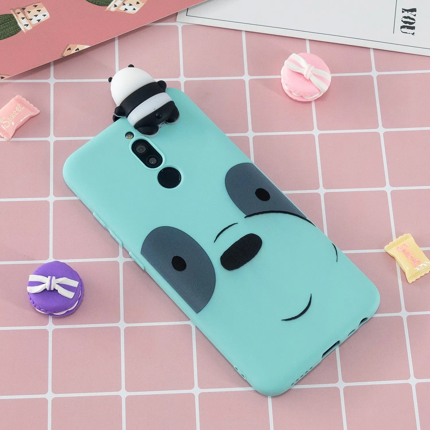 For Redmi 8/8A/5/Note 8T Mobile Phone Case Cute Cellphone Shell Soft TPU Cover with Cartoon Pig Duck Bear Kitten Lovely Pattern Light blue
