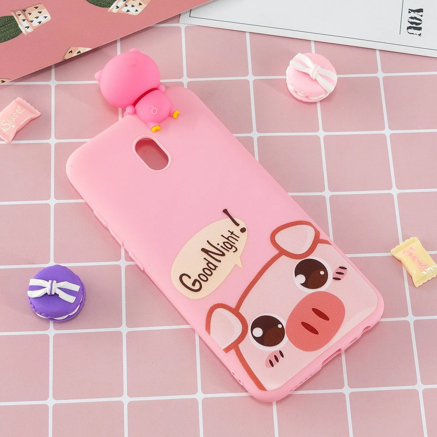 For Redmi 8/8A/5/Note 8T Mobile Phone Case Cute Cellphone Shell Soft TPU Cover with Cartoon Pig Duck Bear Kitten Lovely Pattern Rose