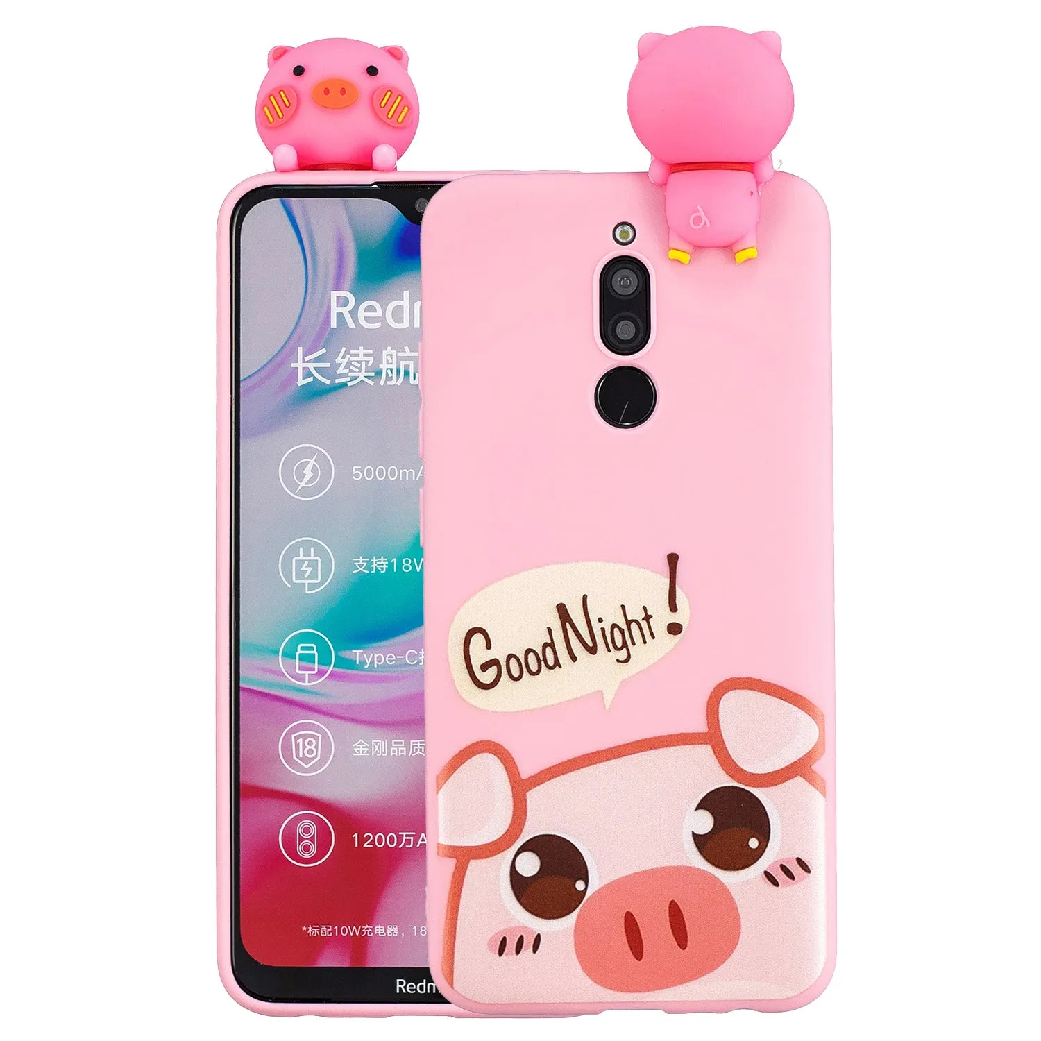 For Redmi 8/8A/5/Note 8T Mobile Phone Case Cute Cellphone Shell Soft TPU Cover with Cartoon Pig Duck Bear Kitten Lovely Pattern Rose