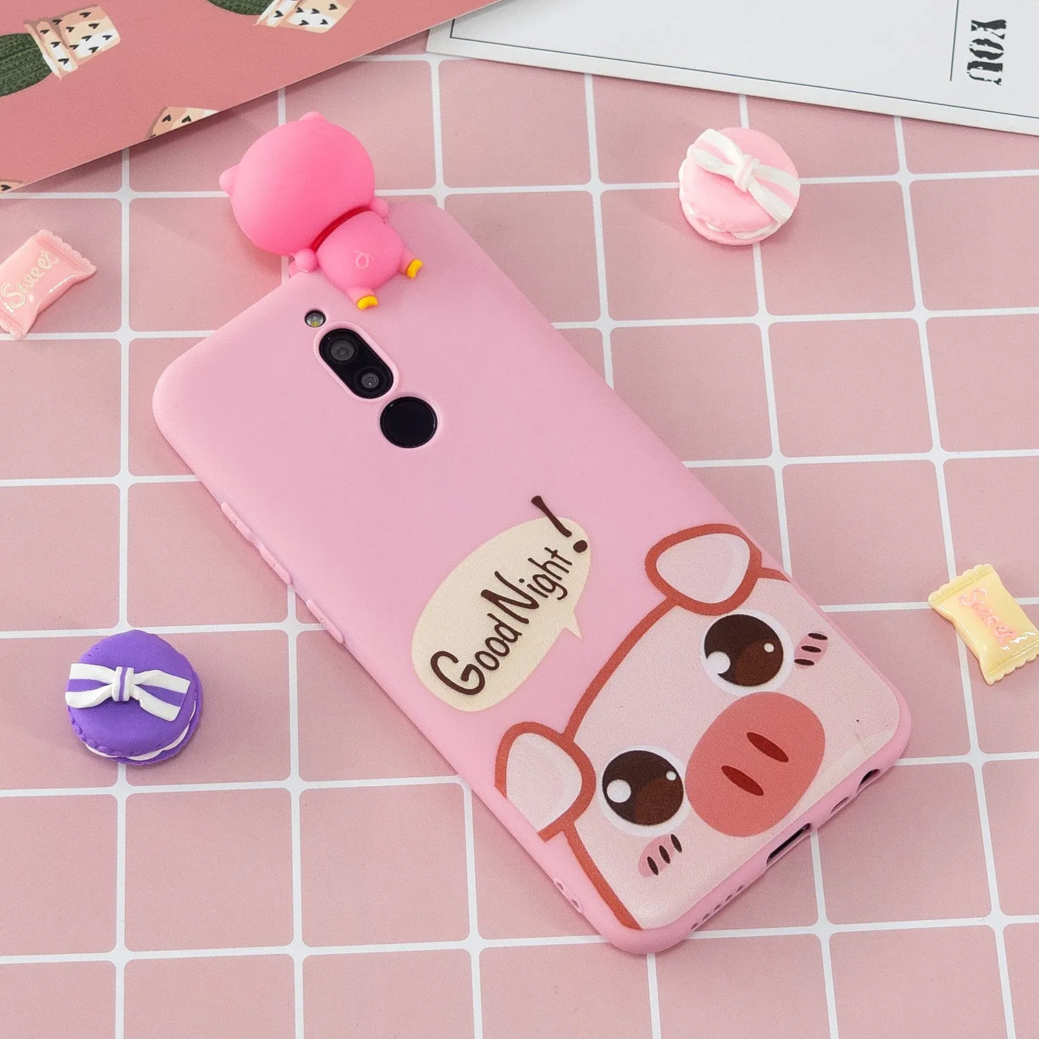 For Redmi 8/8A/5/Note 8T Mobile Phone Case Cute Cellphone Shell Soft TPU Cover with Cartoon Pig Duck Bear Kitten Lovely Pattern Rose