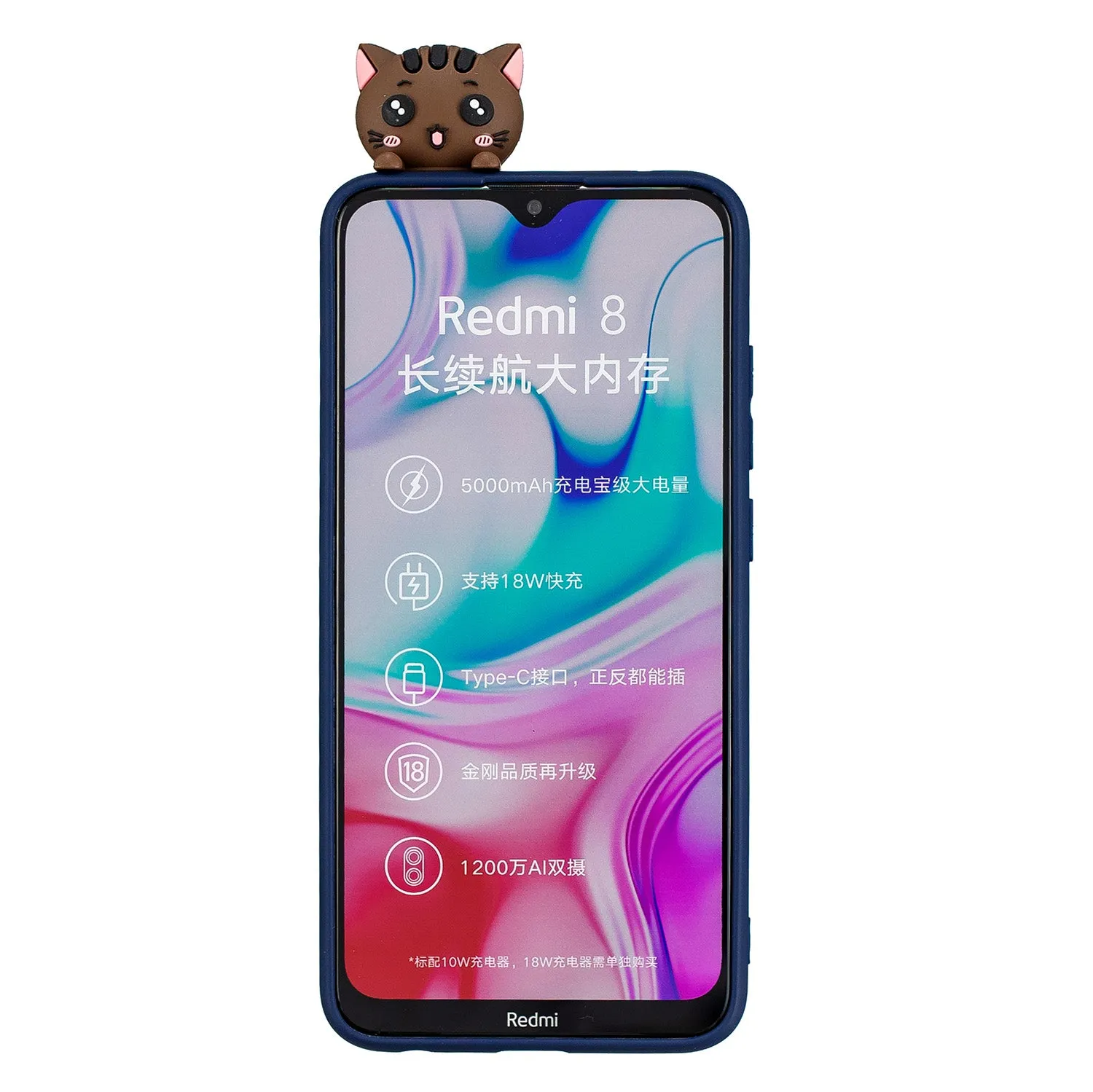 For Redmi 8/8A/5/Note 8T Mobile Phone Case Cute Cellphone Shell Soft TPU Cover with Cartoon Pig Duck Bear Kitten Lovely Pattern Royal blue