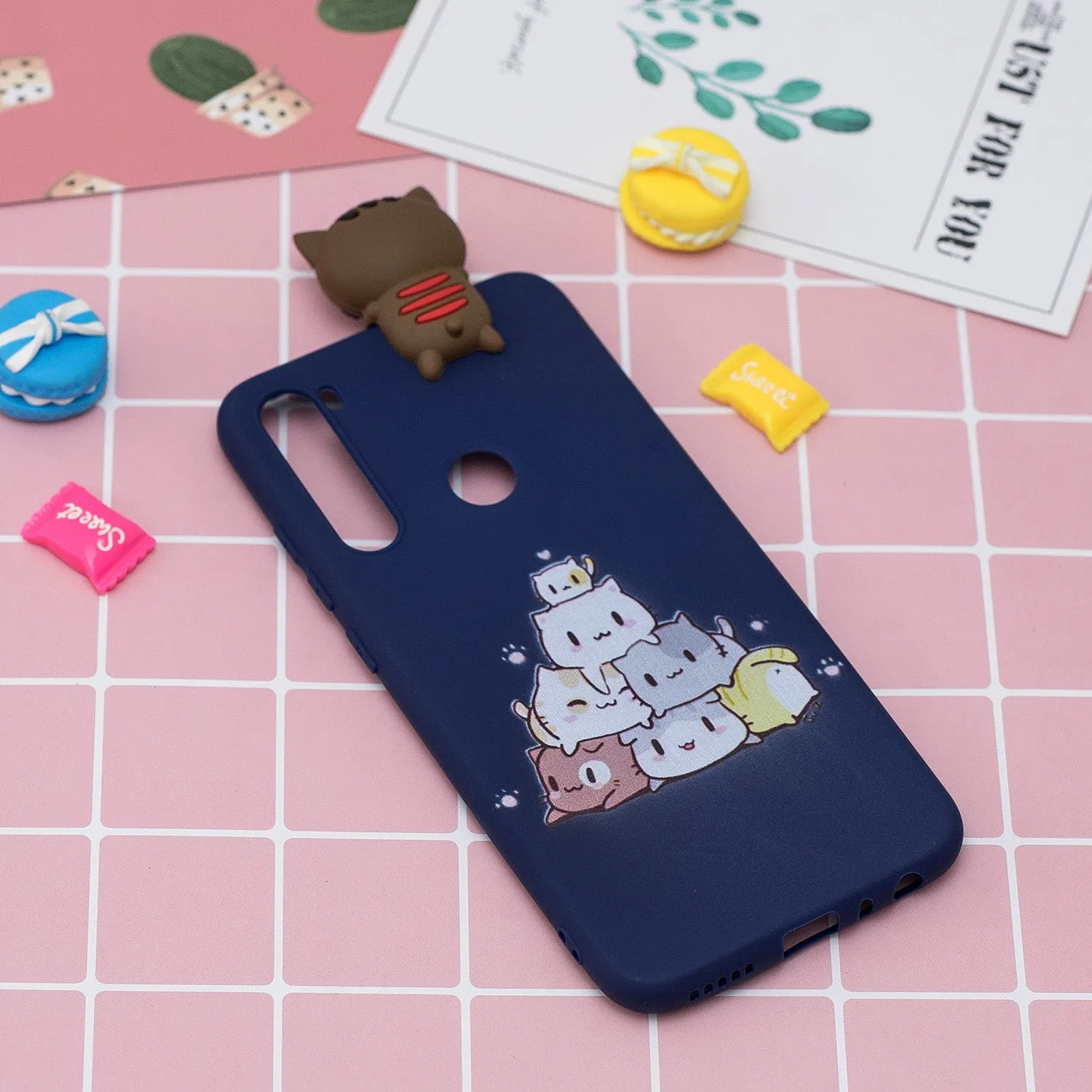 For Redmi 8/8A/5/Note 8T Mobile Phone Case Cute Cellphone Shell Soft TPU Cover with Cartoon Pig Duck Bear Kitten Lovely Pattern Royal blue