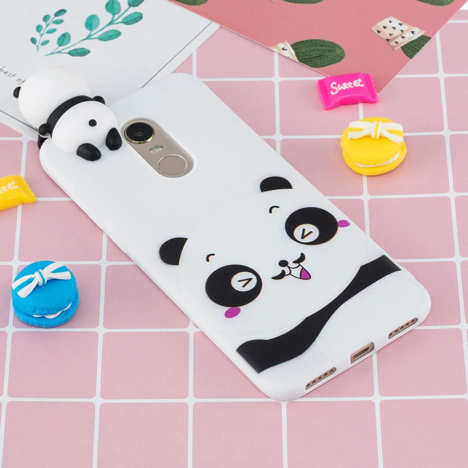 For Redmi 8/8A/5/Note 8T Mobile Phone Case Cute Cellphone Shell Soft TPU Cover with Cartoon Pig Duck Bear Kitten Lovely Pattern White
