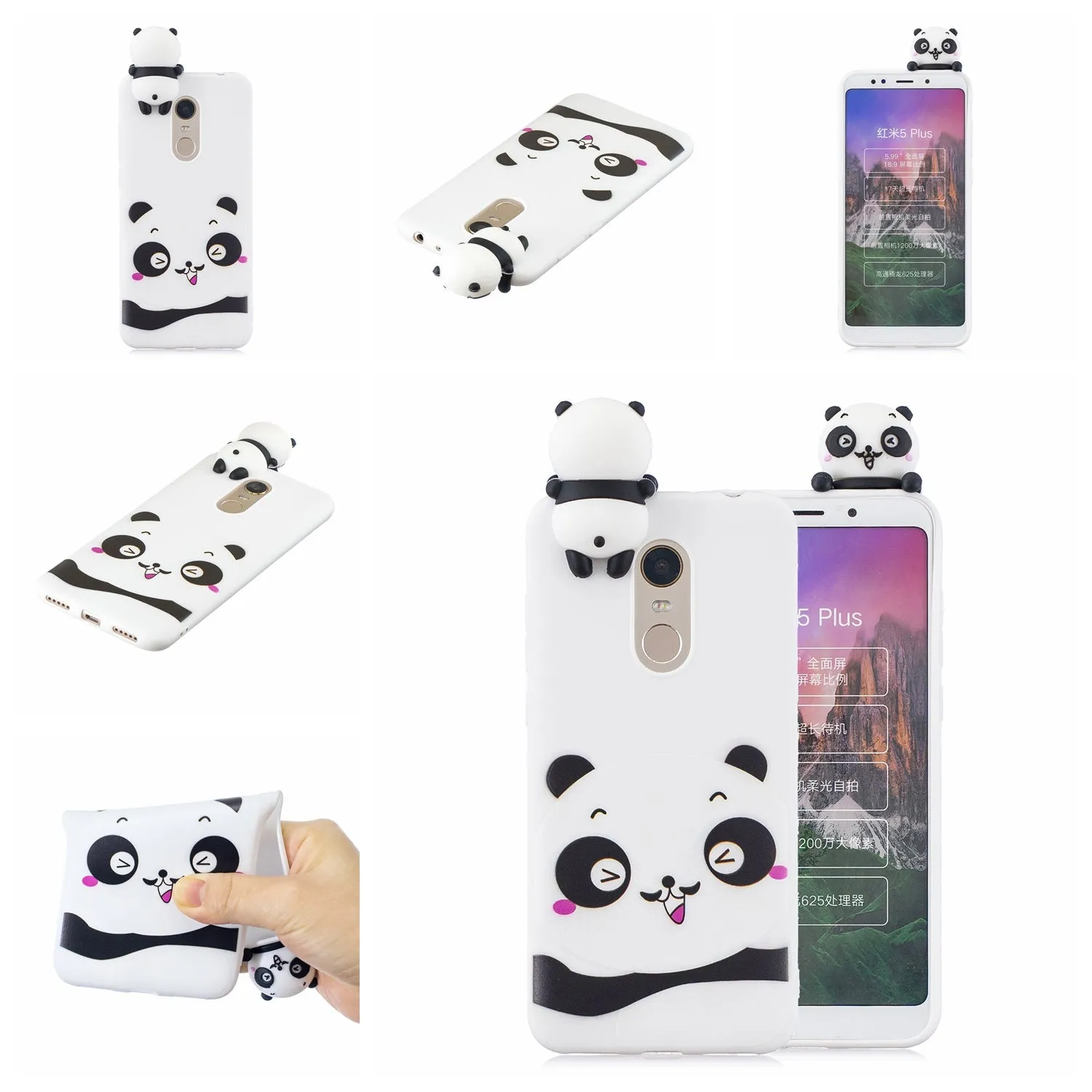 For Redmi 8/8A/5/Note 8T Mobile Phone Case Cute Cellphone Shell Soft TPU Cover with Cartoon Pig Duck Bear Kitten Lovely Pattern White