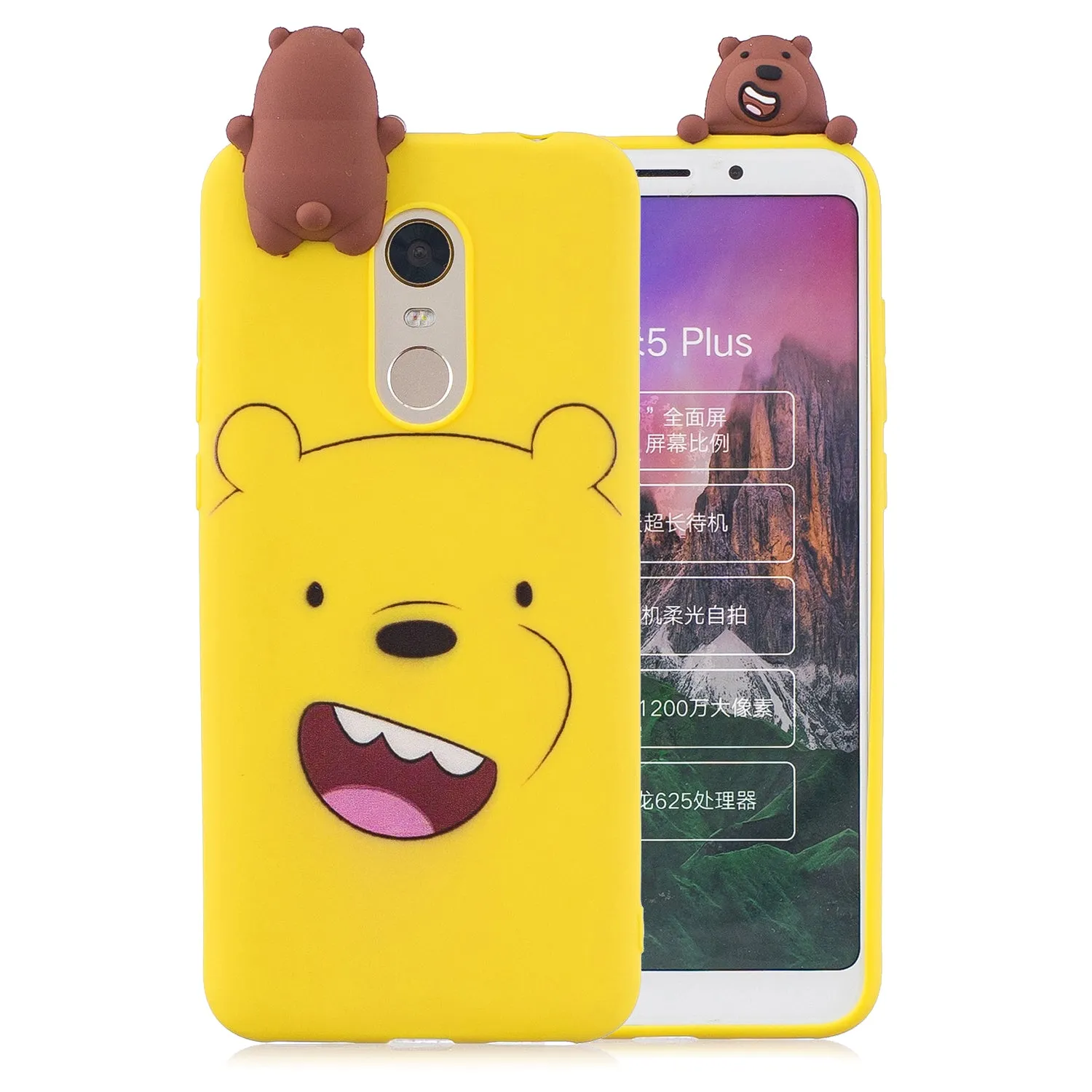 For Redmi 8/8A/5/Note 8T Mobile Phone Case Cute Cellphone Shell Soft TPU Cover with Cartoon Pig Duck Bear Kitten Lovely Pattern Yellow