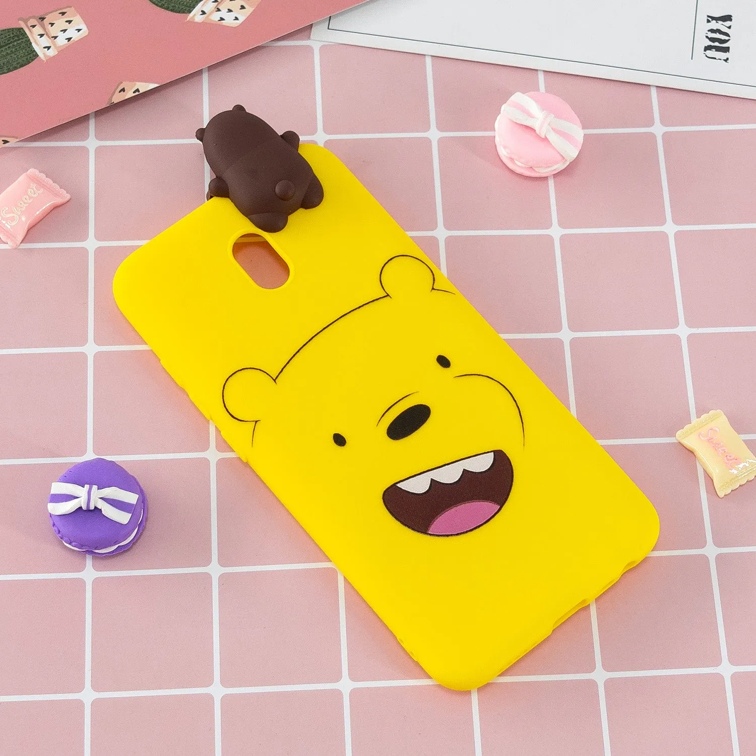 For Redmi 8/8A/5/Note 8T Mobile Phone Case Cute Cellphone Shell Soft TPU Cover with Cartoon Pig Duck Bear Kitten Lovely Pattern Yellow