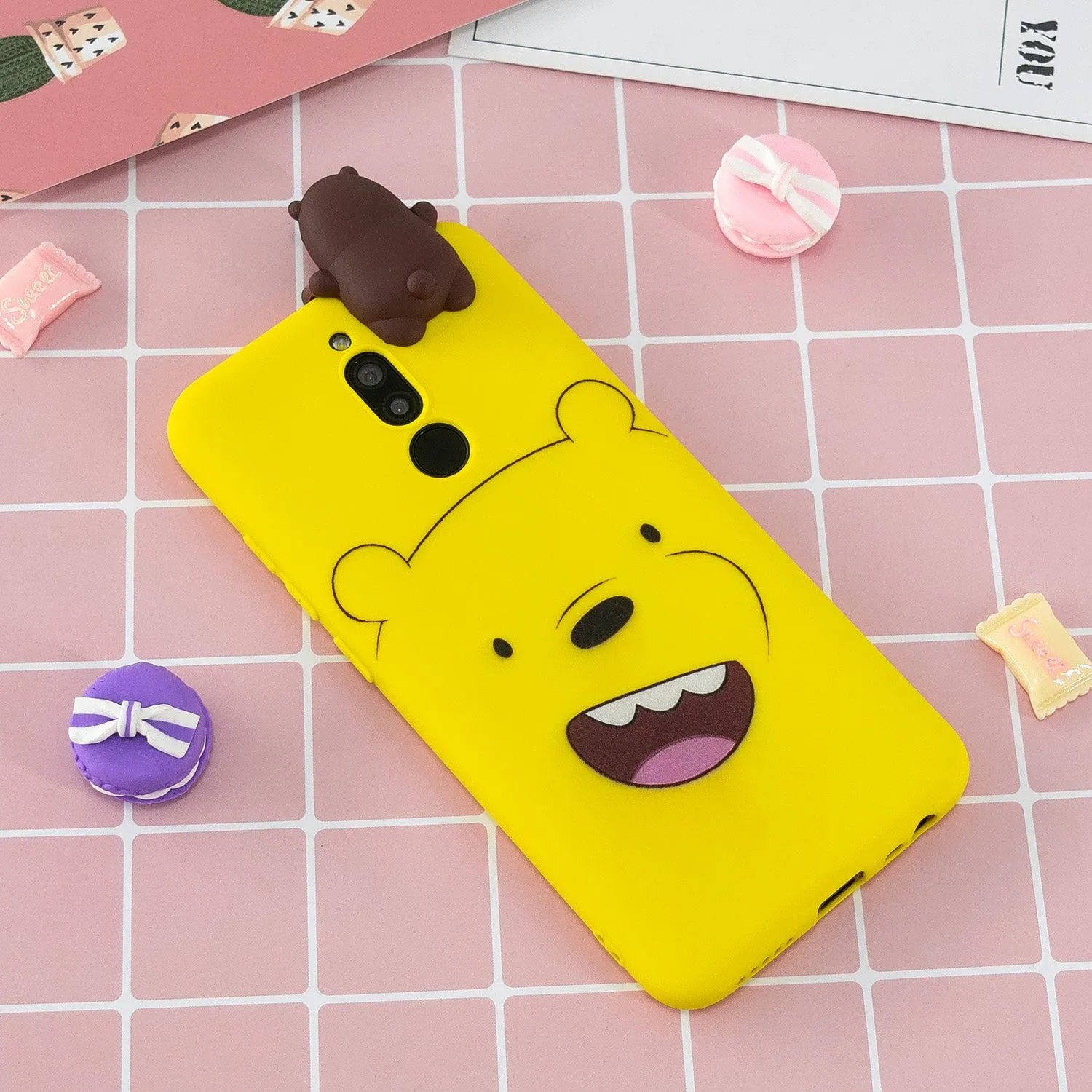 For Redmi 8/8A/5/Note 8T Mobile Phone Case Cute Cellphone Shell Soft TPU Cover with Cartoon Pig Duck Bear Kitten Lovely Pattern Yellow