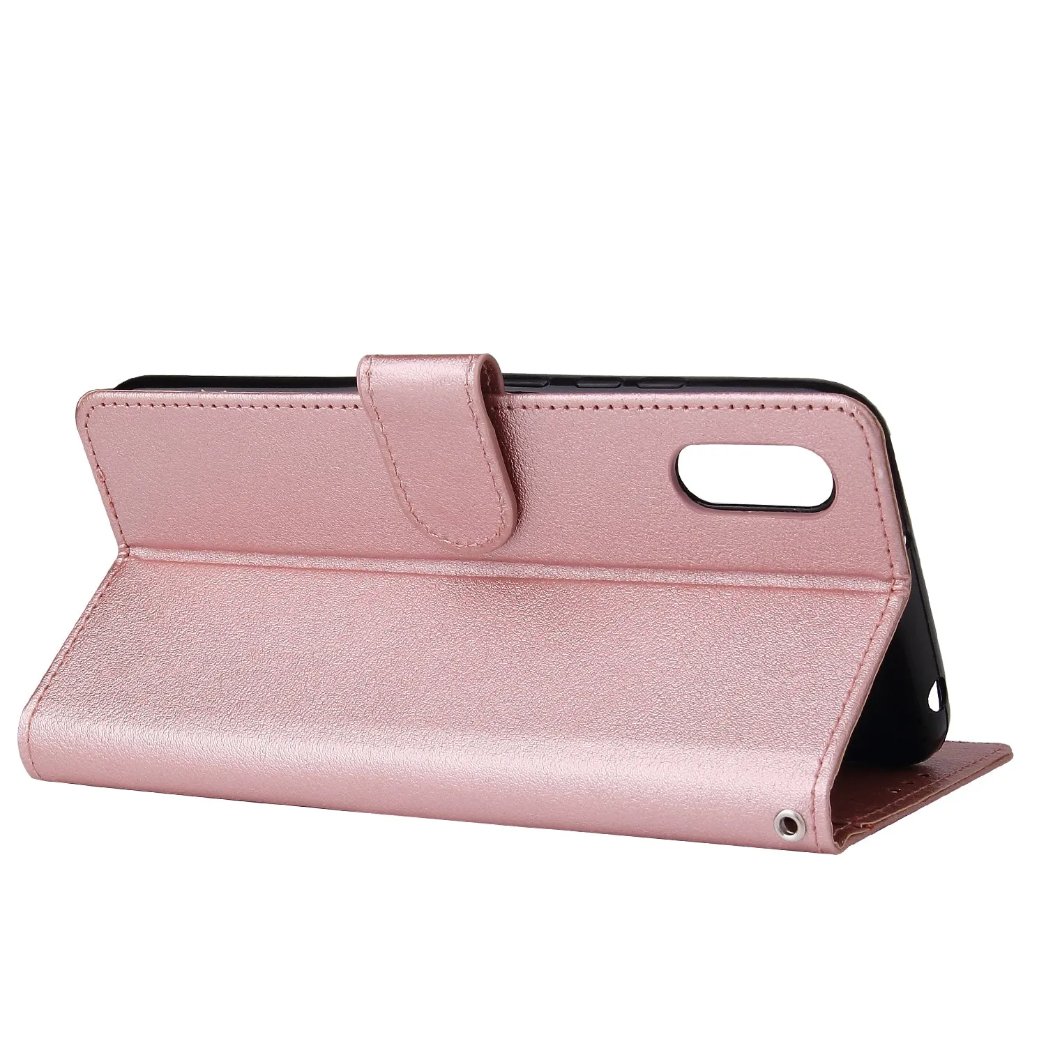 For Redmi 9A/Redmi 9C PU Leather Mobile Phone Cover with 3 Cards Slots Phone Frame Rose gold