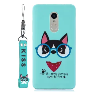 For Redmi note 4X/NOTE 4 Cartoon Lovely Coloured Painted Soft TPU Back Cover Non-slip Shockproof Full Protective Case with Lanyard Light blue