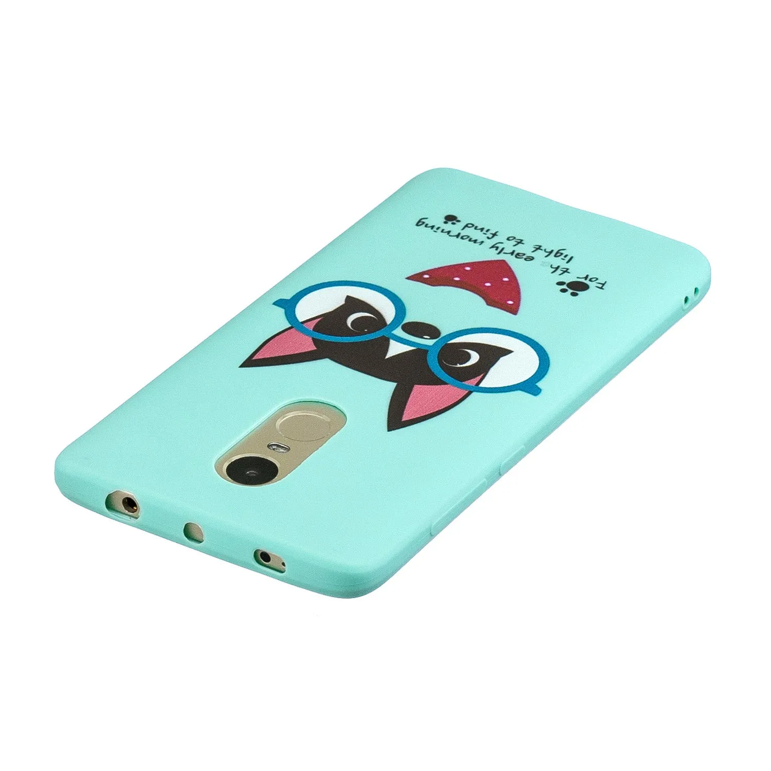 For Redmi note 4X/NOTE 4 Cartoon Lovely Coloured Painted Soft TPU Back Cover Non-slip Shockproof Full Protective Case with Lanyard Light blue