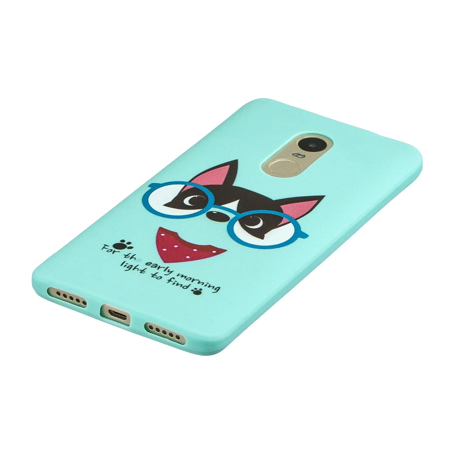 For Redmi note 4X/NOTE 4 Cartoon Lovely Coloured Painted Soft TPU Back Cover Non-slip Shockproof Full Protective Case with Lanyard Light blue