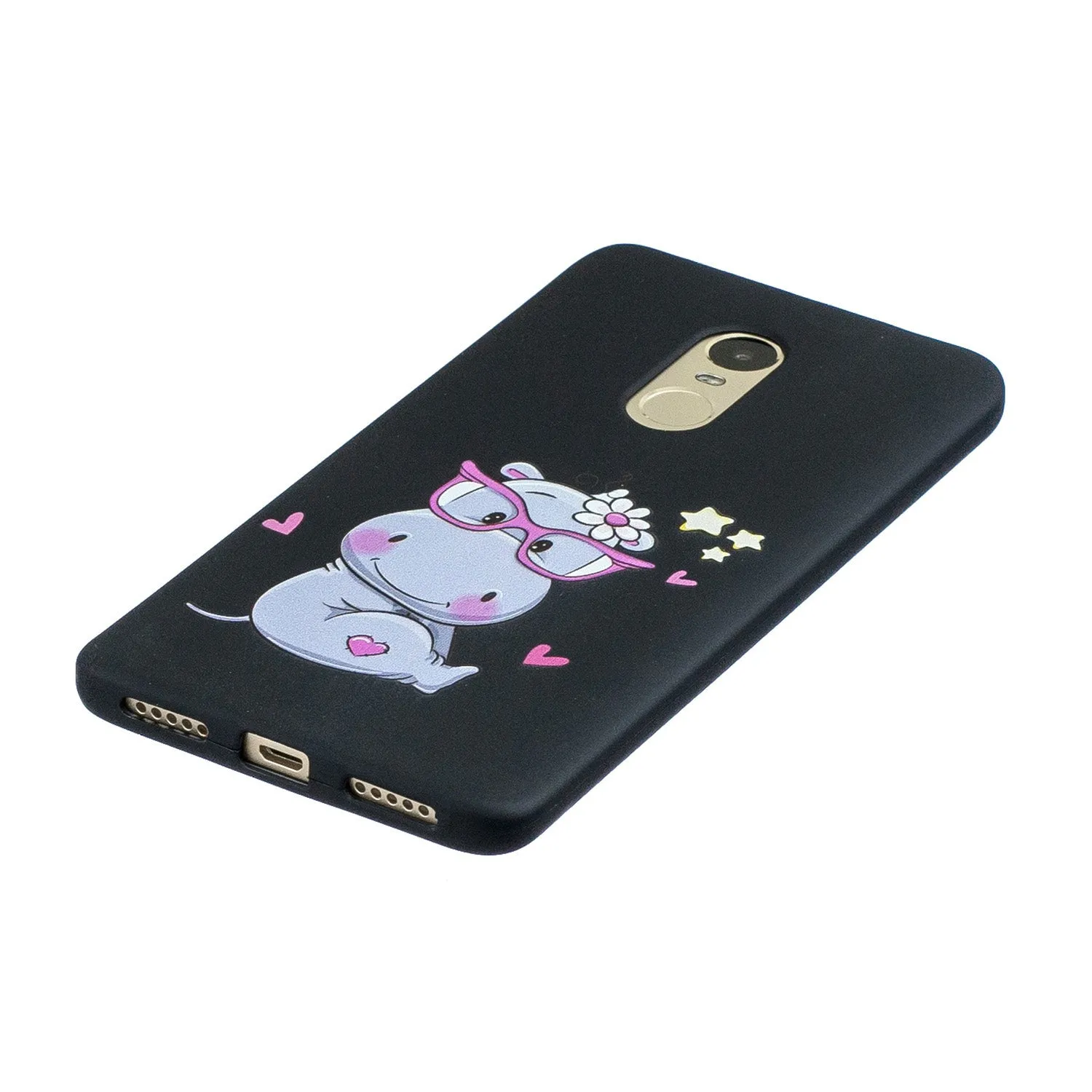 For Redmi note 4X/NOTE 4 Cartoon Lovely Coloured Painted Soft TPU Back Cover Non-slip Shockproof Full Protective Case with Lanyard red
