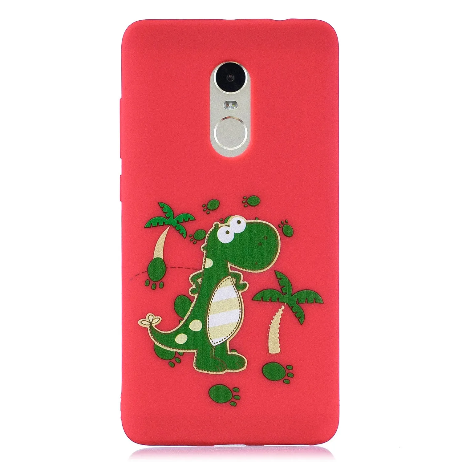 For Redmi note 4X/NOTE 4 Cartoon Lovely Coloured Painted Soft TPU Back Cover Non-slip Shockproof Full Protective Case with Lanyard red
