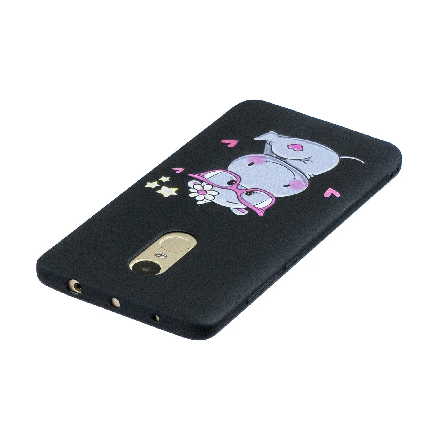 For Redmi note 4X/NOTE 4 Cartoon Lovely Coloured Painted Soft TPU Back Cover Non-slip Shockproof Full Protective Case with Lanyard Rose red