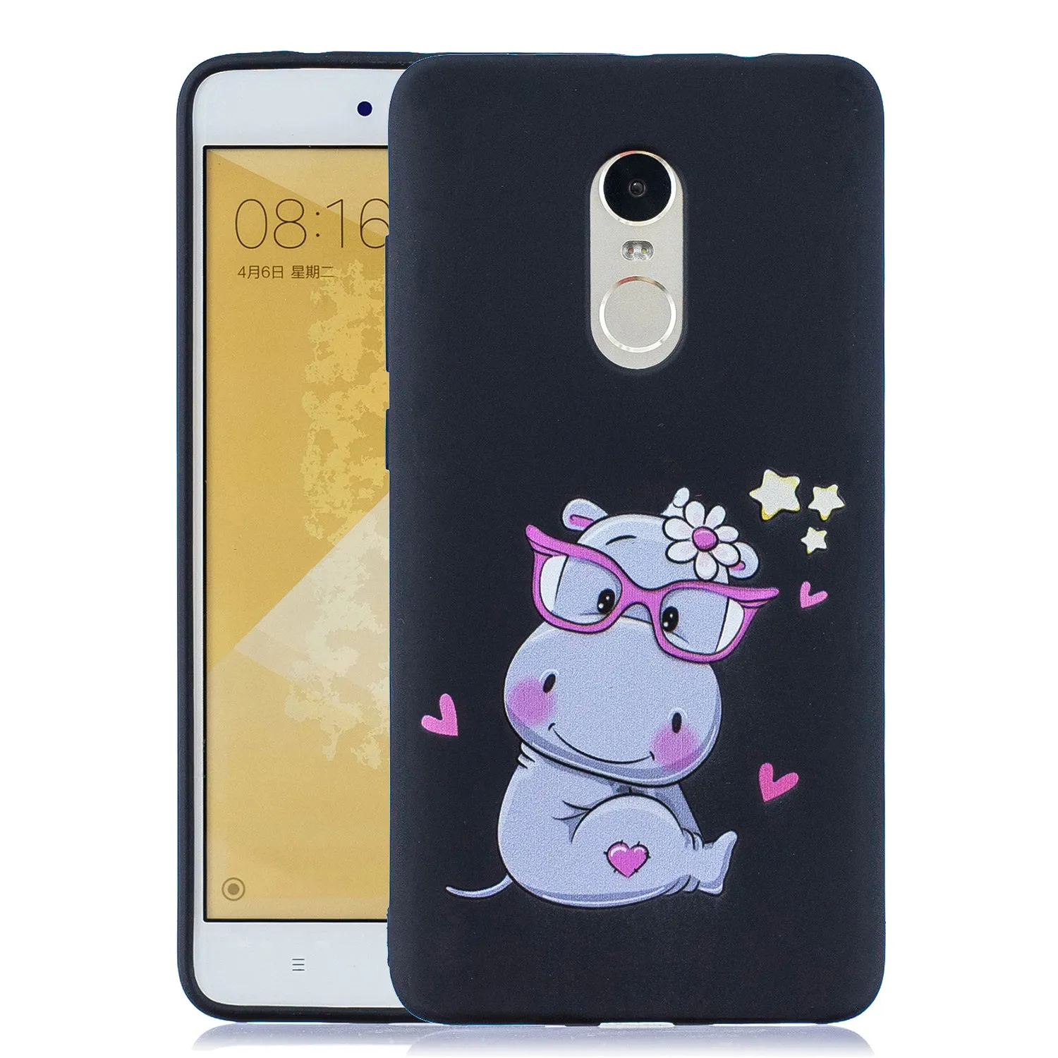 For Redmi note 4X/NOTE 4 Cartoon Lovely Coloured Painted Soft TPU Back Cover Non-slip Shockproof Full Protective Case with Lanyard sapphire