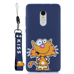 For Redmi note 4X/NOTE 4 Cartoon Lovely Coloured Painted Soft TPU Back Cover Non-slip Shockproof Full Protective Case with Lanyard sapphire