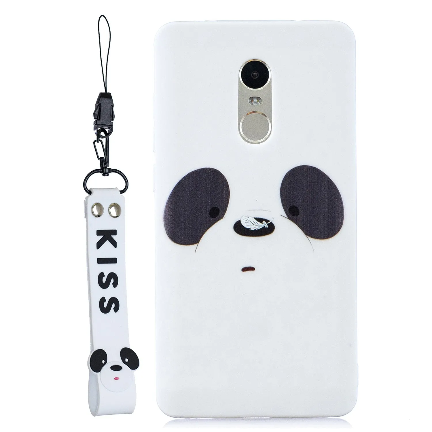 For Redmi note 4X/NOTE 4 Cartoon Lovely Coloured Painted Soft TPU Back Cover Non-slip Shockproof Full Protective Case with Lanyard white