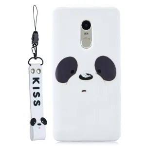 For Redmi note 4X/NOTE 4 Cartoon Lovely Coloured Painted Soft TPU Back Cover Non-slip Shockproof Full Protective Case with Lanyard white