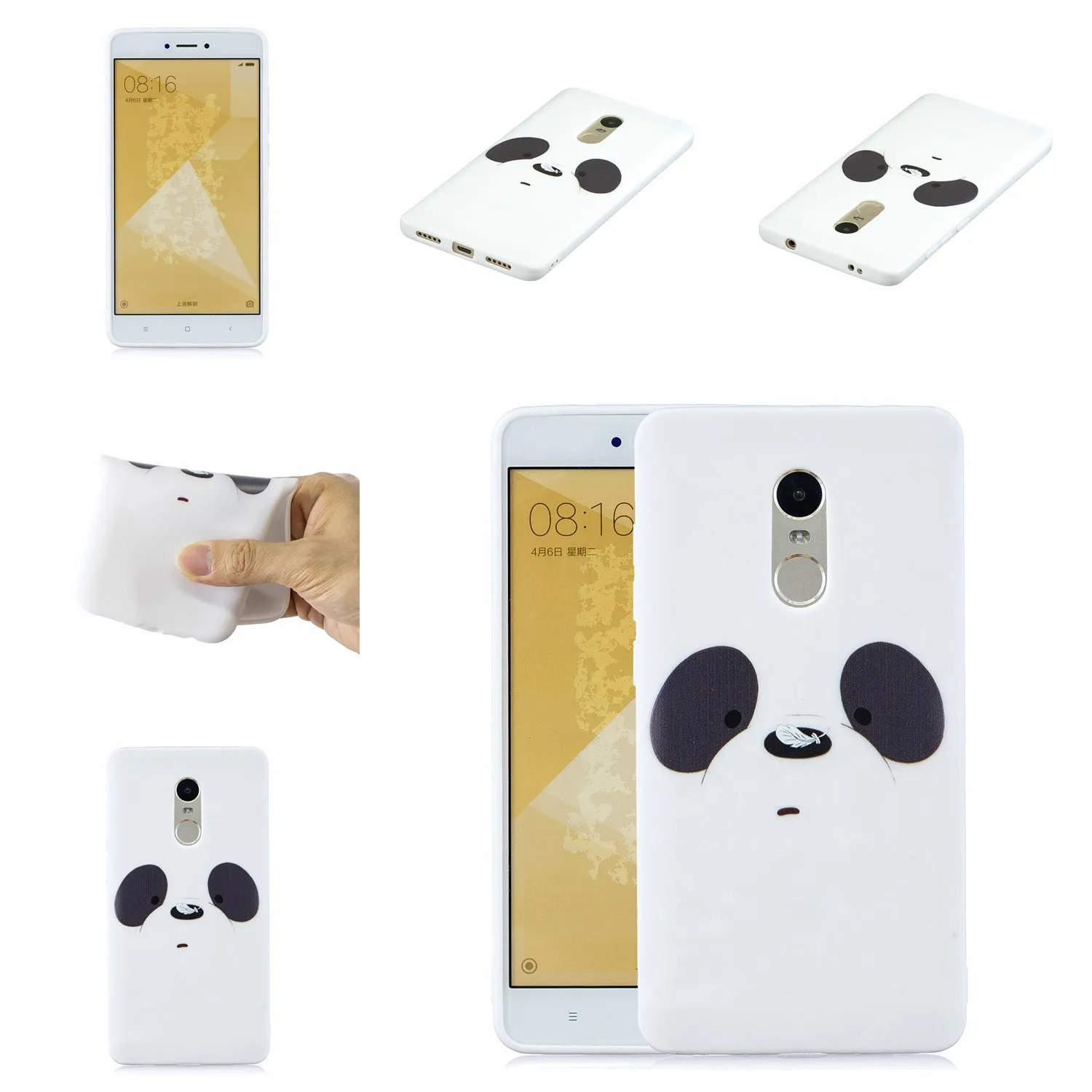 For Redmi note 4X/NOTE 4 Cartoon Lovely Coloured Painted Soft TPU Back Cover Non-slip Shockproof Full Protective Case with Lanyard white