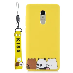 For Redmi note 4X/NOTE 4 Cartoon Lovely Coloured Painted Soft TPU Back Cover Non-slip Shockproof Full Protective Case with Lanyard yellow
