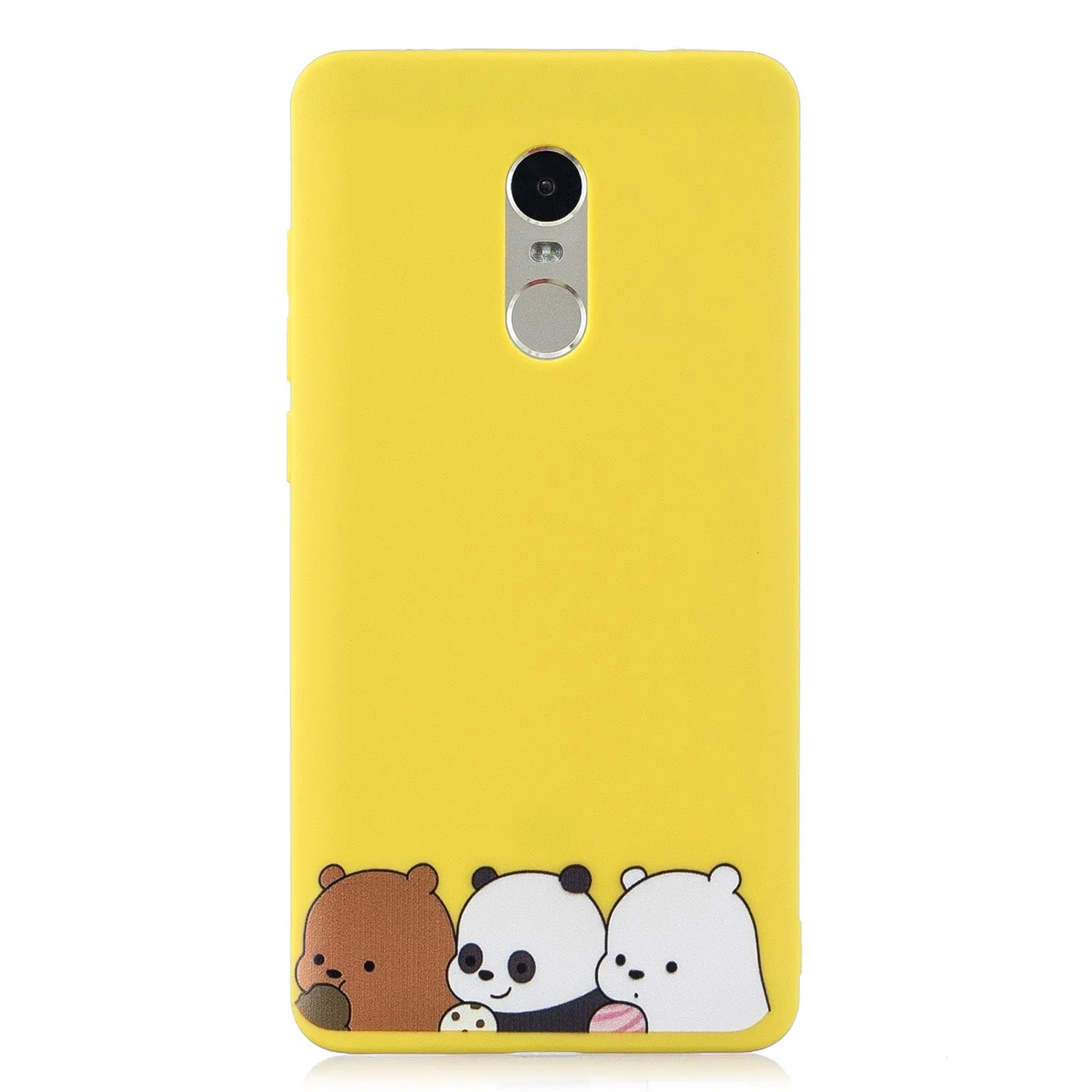 For Redmi note 4X/NOTE 4 Cartoon Lovely Coloured Painted Soft TPU Back Cover Non-slip Shockproof Full Protective Case with Lanyard yellow