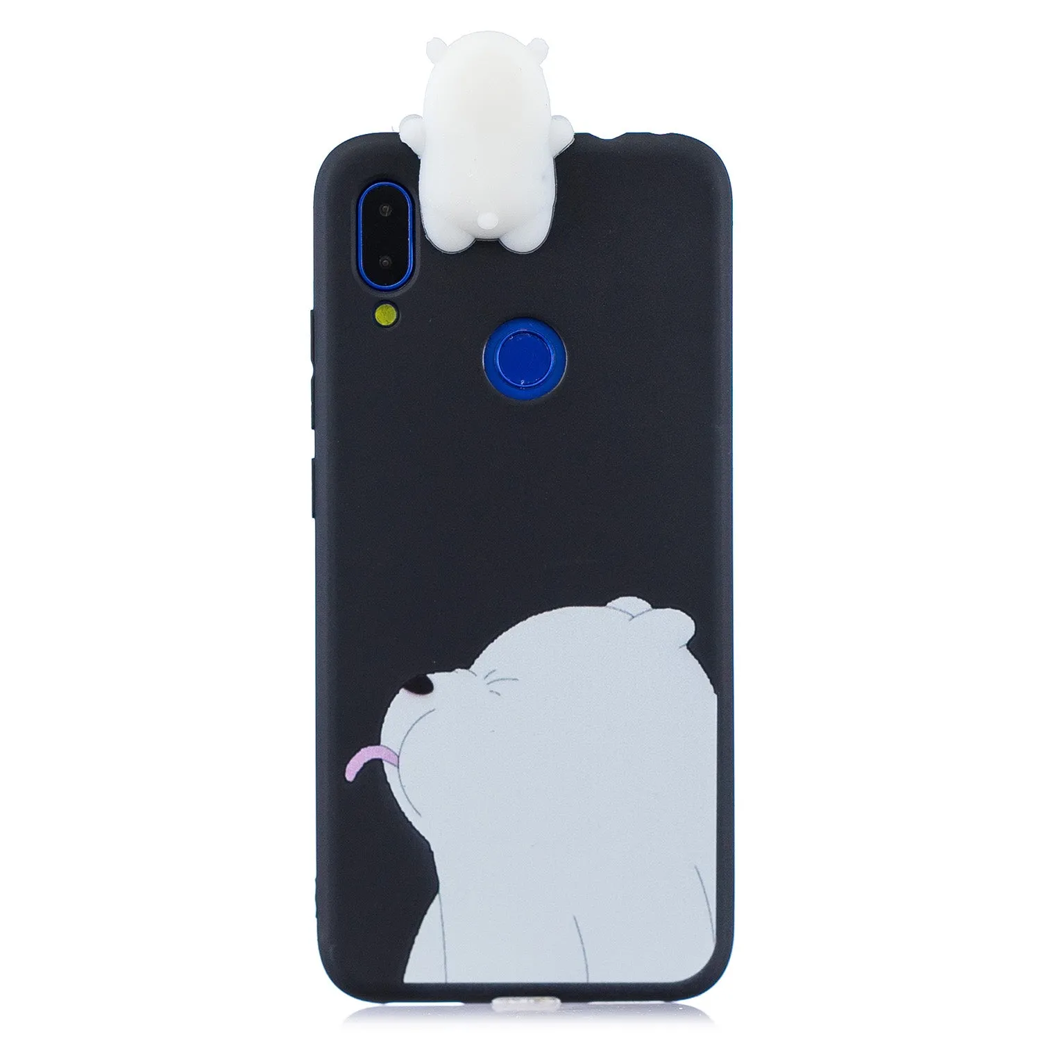 For Redmi NOTE 7 3D Cute Coloured Painted Animal TPU Anti-scratch Non-slip Protective Cover Back Case black