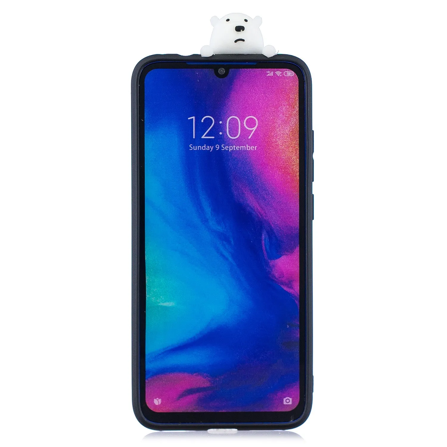 For Redmi NOTE 7 3D Cute Coloured Painted Animal TPU Anti-scratch Non-slip Protective Cover Back Case black