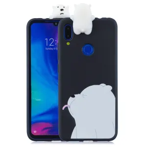 For Redmi NOTE 7 3D Cute Coloured Painted Animal TPU Anti-scratch Non-slip Protective Cover Back Case black
