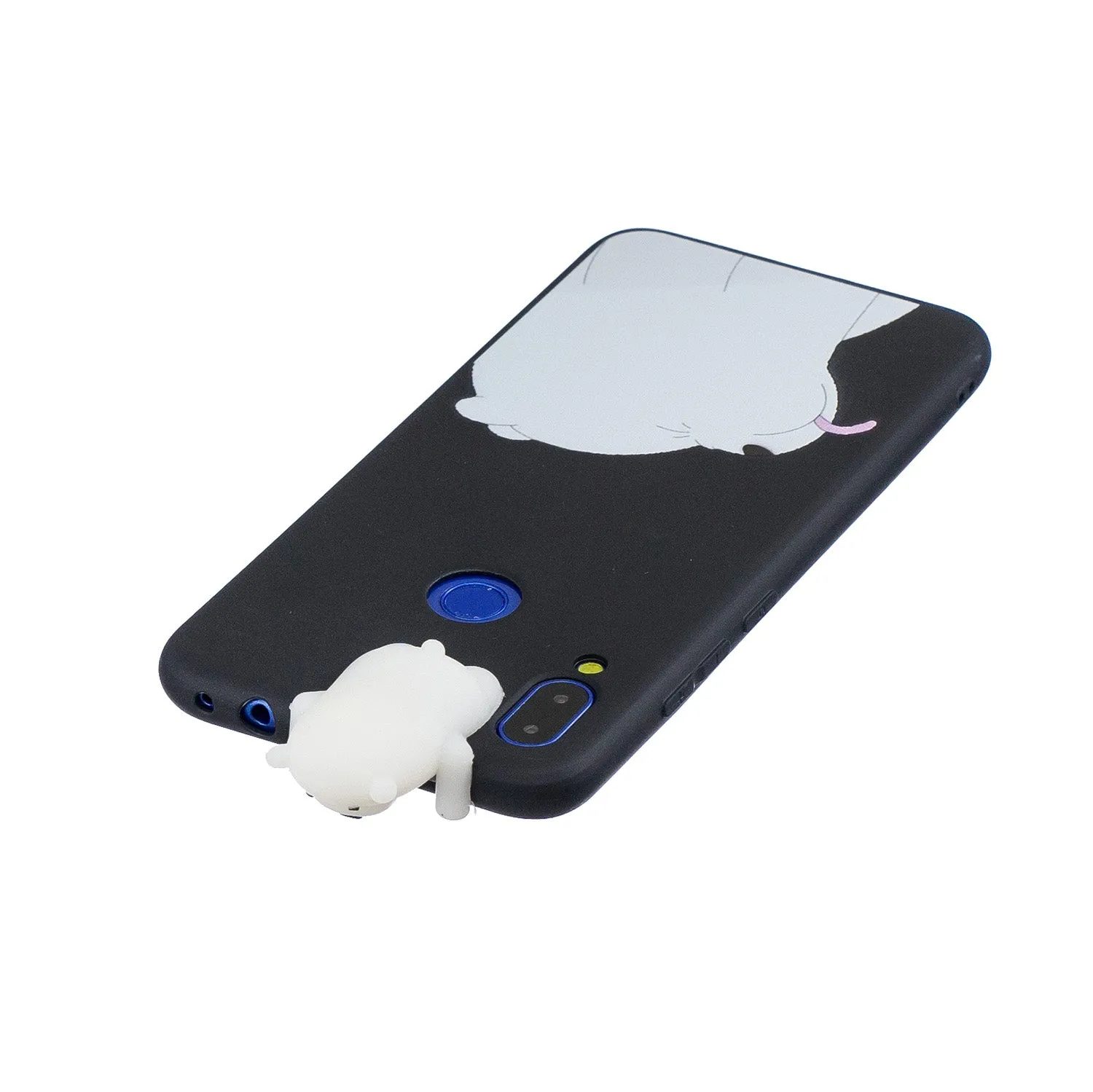 For Redmi NOTE 7 3D Cute Coloured Painted Animal TPU Anti-scratch Non-slip Protective Cover Back Case black